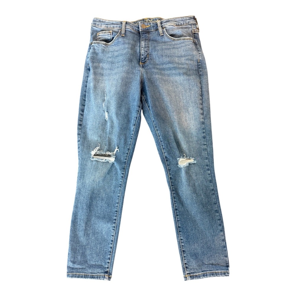 Universal Thread Women High-Rise Distressed Straight Crop Jeans Blue Size 10/30R - Picture 1 of 4
